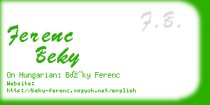 ferenc beky business card